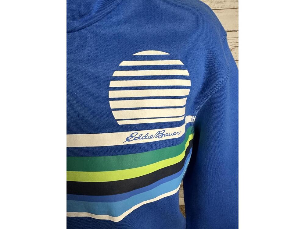 Eddie Bauer blue retro graphic pullover hoodie/hooded sweatshirt Youth L (14-16) - Picture 4 of 8